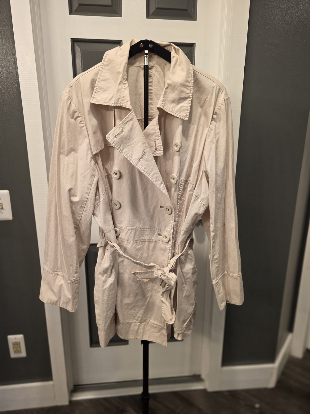 Lane Bryant Light Beige Double-Breasted Trench Coat